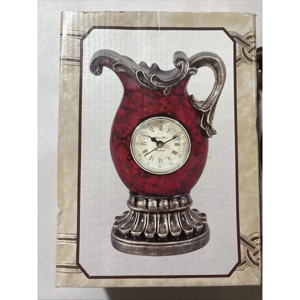 Vintage Richard Ward Winchester Mantel Clock Victorian Pitcher Red EUC